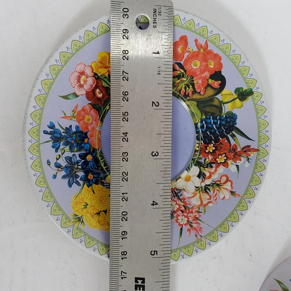 Michel & Company‎ Teacup Saucer Tin The Gifted Line Floral Butterfly Blue Gold